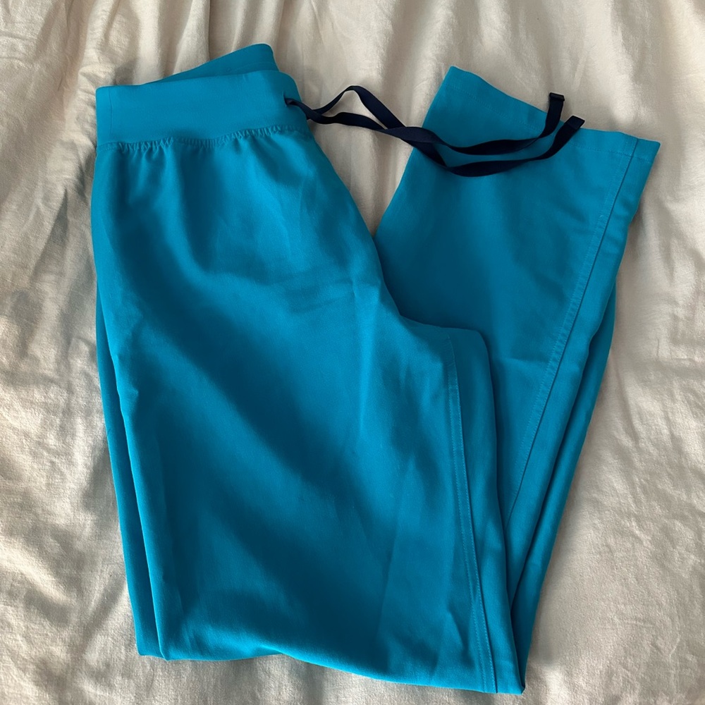 Figs Women's High Waisted Livingston Basic Scrub Pants in Teal